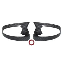 For W204 C260 C200 Rearview Mirror Cover Cap Exterior Trim Side Mirror Frame Trim Carbon Fiber Pattern