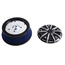 Motorcycle Black Striped Air Cleaner Cover+6 Hole Filter Element Kit for Touring 99-16 Dyna 99-17 Softail 00-17 B