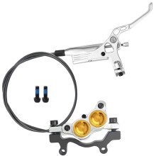 Z4 4 Piston Hydraulic Disc Brake, for Mountain Bikes Enlarged Hydraulic Cylinders Brake Calipers (Rear 1650mm) Silver