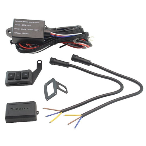 200W Motorcycle LED Wireless Remote Control  One-to-Two Headlight Wire Harness Set for Motorcycle Led Light Modify