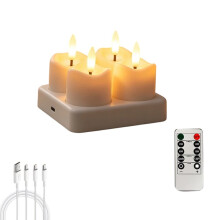 4/6PCS LED Tea Light Candles Rechargeable Flameless Candles Home Decor Flickering Electronic Candle Lamp A