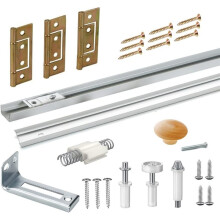 Bifold Door Hardware Kit with Track, Top & Bottom Pivot, Spring, Metal Pivot Pin and Steel Track (36 Inch)