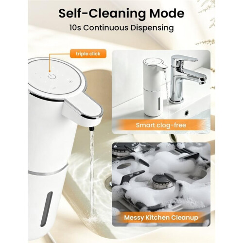 Automatic Soap Dispenser Touchless, USB Rechargeable Hand Soap Dispenser, 4 Adjustable,for Bathroom and Kitchen, White 2