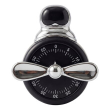 Magnetic Mechanical Visual Kitchen Timer 60 Min, No Battery Loud Alarms Countdown Cooking Study Pomodoro (Retro Black)