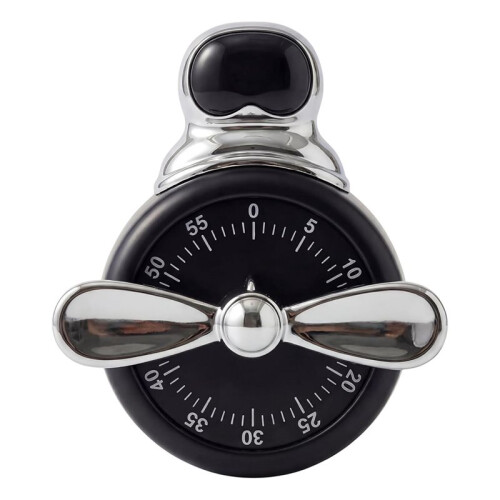 Magnetic Mechanical Visual Kitchen Timer 60 Min, No Battery Loud Alarms Countdown Cooking Study Pomodoro (Retro Black)