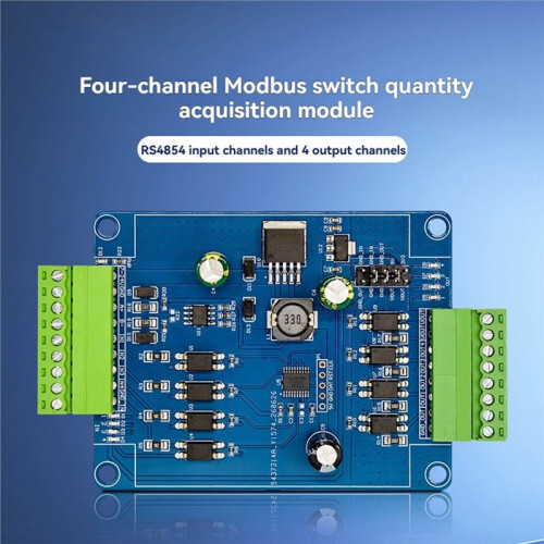 4-CH Modbus RTU RS485 Digital I/O Module with Case 4DI 4DO  Signal Acquisition Control Board DC7-24V 2