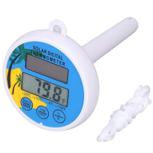 Solar Thermometer Outdoor Indoor Temperature Gauge with Solar Panel Accurate Readings for Garden Greenhouse Patio Home