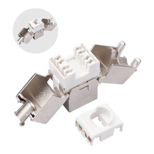 5PCS RJ45  Jack Module Tool-Less Type Shielded Zinc Alloy Module Self-Locking Network Coupler Adapter CAT7 2