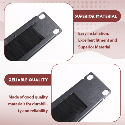Steel Cable Management Brush Panel Black Cable Organizer for 19 Inch Rack Patch Panel System, 1U 2
