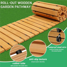 Weather-Resistant Wooden Garden Pathway - 2FT Roll- Hardwood Walkway for Outdoor Use