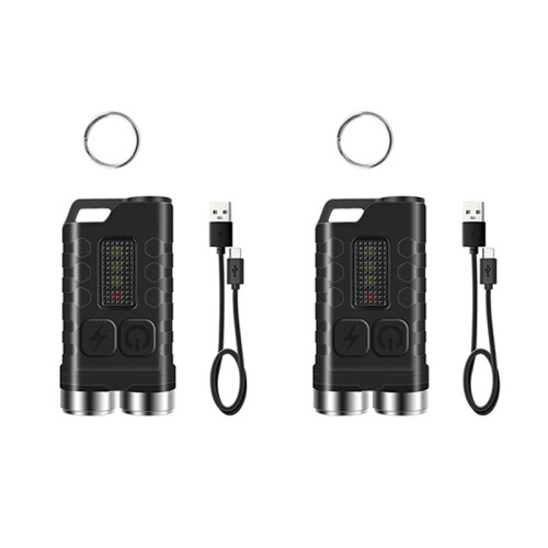 V3 EDC Flashlight 900 Lumens, USB-C Rechargeable Torch, Super Bright Handheld Work Light for Outdoor Camping, 2PCS