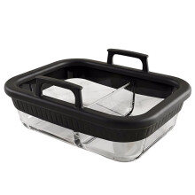Dubbelcompartiment Glazen Bakvorm met Handvatten - Glazen Kookaccessoire voor Airfryers