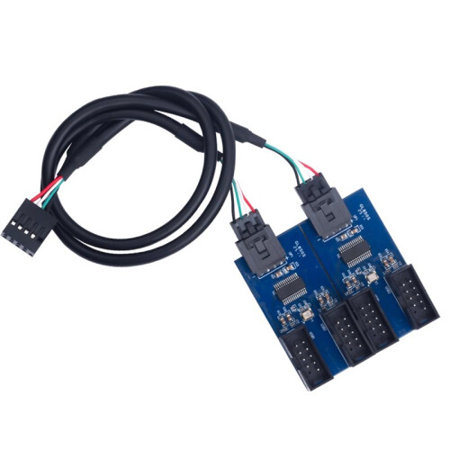 9 Pin USB Splitter Moderkort Förlängningskabel 1 Hane Till 2 Hon Interface Header Adapter