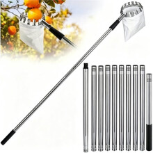 4m Stainless Steel Telescopic Fruit Picker with Telescopic Handle, Orange Picker, Picker with Cotton Bag