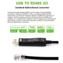 Waveshare Industrial Isolated USB to RS485 Converter FT232RNL Chip USB to RJ45 Adapter 600W Surge TVS ESD Protection Cable