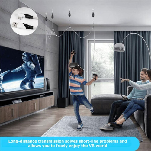 USB A to Type C VR Cable Type C VR Link Cable USB C Data Cable USB3.0 Fast Charging 90 Degree for  Quest 1/2 5M 2