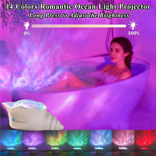 Conch Ocean Wave Light Projector, Colors Changing Lamp with Dynamic Ripple Light, Mood Lighting with Memory Function 2