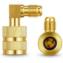 2 Adaptadores  Split Anti-Retroceso de 90 para R410a R32, Adaptador de Manguera de Refrigerante Hembra de 1/4" MF X 5/16" para AC Split