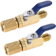 1 Juego de Válvula de Bola de Aire Acondicionado Adaptador SAE 1/4" Piezas de Repuesto de Válvula de Refrigerante de Paso Directo 2 Piezas
