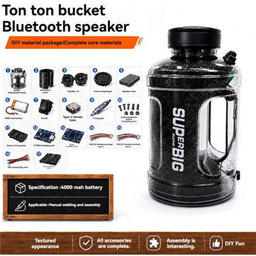 DIY  Speaker Kit Transparent Water Bottle Portable Wireless Speaker  5.0 Subwoofer Speaker 1