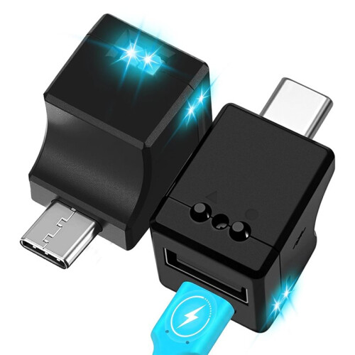 2 Pcs Car USB LED Lights with Dual Charging Port  Type-C Interior Light USB Light Button Control Night Lamp for Car