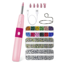Kit Aplicador de Diamantes de Imitación Termoadhesivos Bedazzler con 5 Puntas de Rosca. Solo Diamantes de Imitación Termoadhesivos para Ropa,