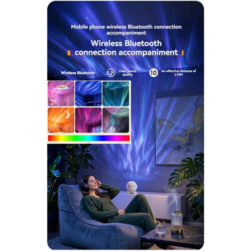 Speaker Star Projector Light Northern Lights  Projector  Decor Night Light 360 Rotatable 2