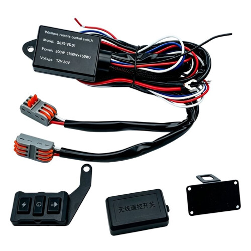 300W Motorcycle LED Wireless Remote Control  Harness Kit for Headlight Wire Group and Flash Harness