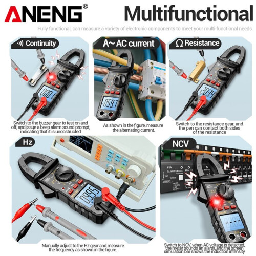 ANENG ST180 Clamp Meter + B15 Induction Tester Resistance Capacitance Frequency Temperature Detection Sound and Light Test 1
