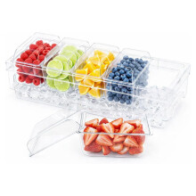 Chilled Condiment Containers,Taco Bar Serving Set for Party Ice Garnish Tray for Bar Supplies,Clear Serving Platter