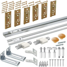 Bifold Door Hardware with Track, Bi-Fold Closet Door Hardware Repair Tool Kit, Included Top Guide Wheels, (60 Inch)