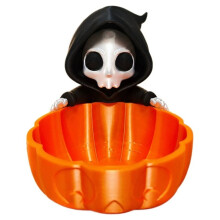 3D Geprinte Halloween Grim Reaper Snoep Kom Pompoen Snoep Opslagdoos Feestdecoratie Ornament Bloempot