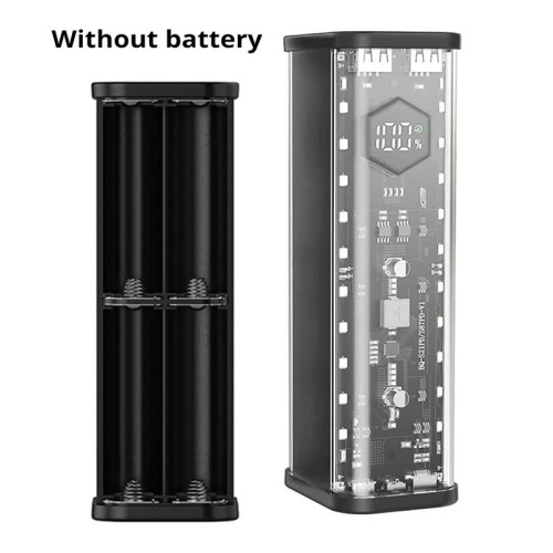 Mecha Transparent 8PCS 21700 for Battery Power Bank Case Kit with Quick Charge Type C (Black) 2