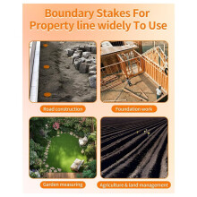 2 Pack Heavy Duty Rebar Survey Stakes - 12" Property Markers for Outdoor Use Camping Stake Holder