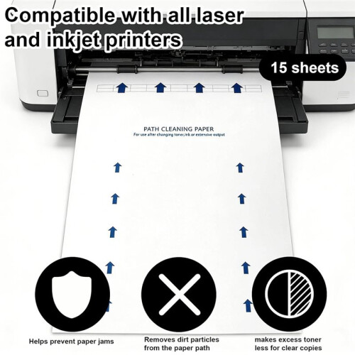 25 Pcs Reusable Printer Cleaning Sheets 8.5x11, Roller Dust Remover for Inkjet Lasers Printers Copier Fax Scanner () 2