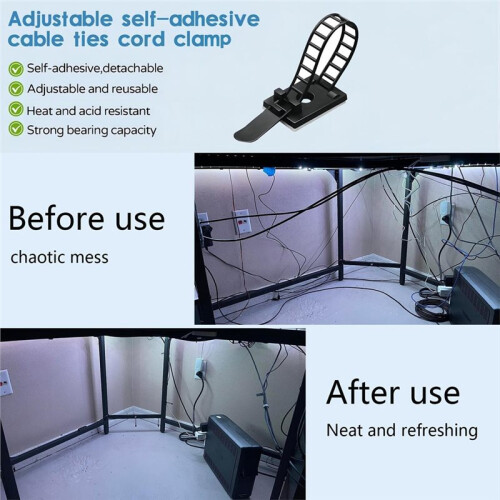 100pcs Cable Clips Self Adhesive Mount Wire Clamps  Tie Fixed Adjustable Car Wire Cord Holder CL-3 1
