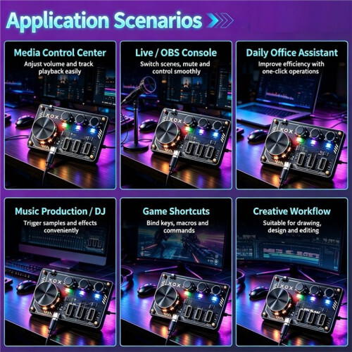 DIY Programmable Custom Keyboard USB HID Controller Hub with RGB LED Lights WebHID Plug and  No Driver Needed