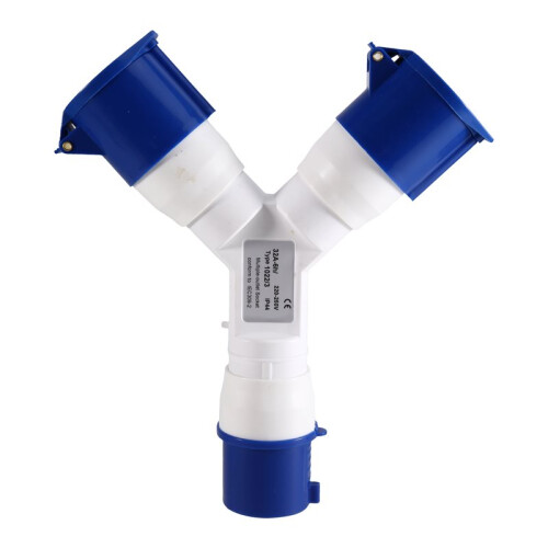 Y-Type Industrial Plug 32A 3 Pin 2 Way AC380-415V IP44 Multi-Function Waterproof Industrial Field Plug