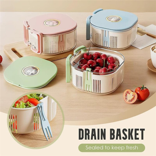Fruit Washing Spinner Bowl with Built-in Fruit Fork for Easy Meal Prep and Storage 1
