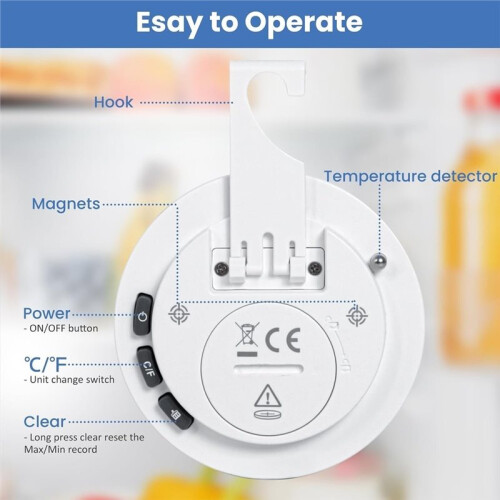2Pack Small Digital Refrigerator Thermometer,Waterproof Fridge Freezer Thermometer with Large LCD Screen for Home 2
