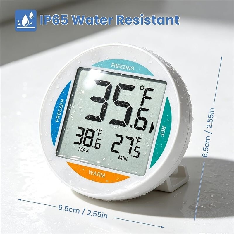 Ref Small Screen 2Pack Small Digital Refrigerator Thermometer,Waterproof Fridge Freezer ...