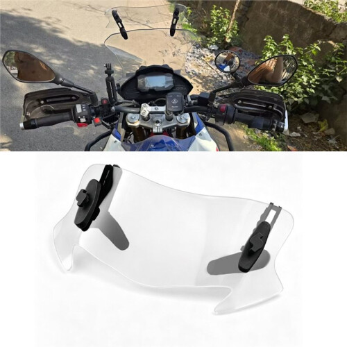 Motorcycle Universal Windshield Extension Adjustable Spoiler Clamp- Windscreen Deflector for    Clear 1