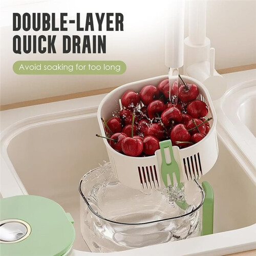Fruit Washing Spinner Bowl with Built-in Fruit Fork for Easy Meal Prep and Storage 2