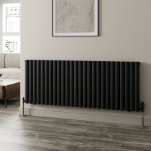 Heatsync 600 x 1560mm Black Horizontal Designer Radiator Double Column Oval Tube Modern Central Heating Panel Bathroom Radiators