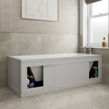 Purefino 1700 Side Front Storage Bath Panel 20mm MDF, Modern Wooden Panels for Bathroom Straight Baths Soaking Tubs, White