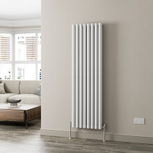 Heatsync 1600 x 480mm White Vertical Designer Radiator Double Column Oval Tube Modern Central Heating Panel Bathroom Radiators