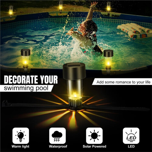 12 Pack Solar Pool Lights LED, Suitable for Ground/Metal Frame Pools Outdoor Pool Lighting 1