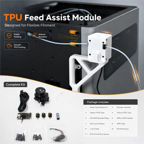 For  TPU Feed Assist Module Designed for Flexible Filament Stable Feeding Smooth Feeding for Bambu 3D Printer 1
