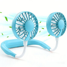 Draagbare, Oplaadbare Nekventilator met 360 Draaibare Functie en 3 Snelheden, 2000 MAh, Ideaal voor op Reis en Buitenactiviteiten, Blauw