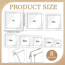 8 Pcs Clear Acrylic Square Quilting Rulers 1-7 Inch, Sewing Templates and Cutting Guides for Fabric Piecing DIY Crafts